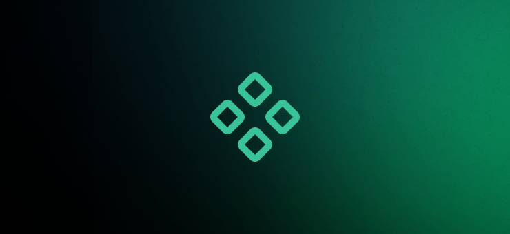 Green gradient background with a icon represented modular structure