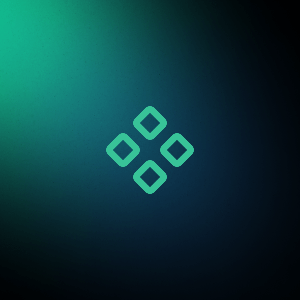 Dark gradient background with a icon represented modular structure